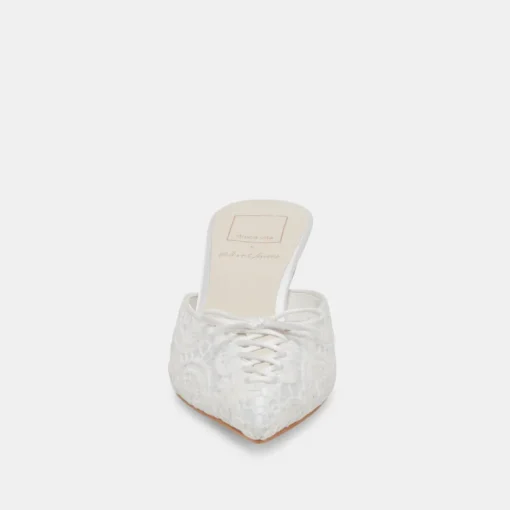 CAMILE HEELS WHITE FLORAL EYELET