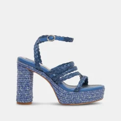 CATINA HEELS BLUE RAFFIA