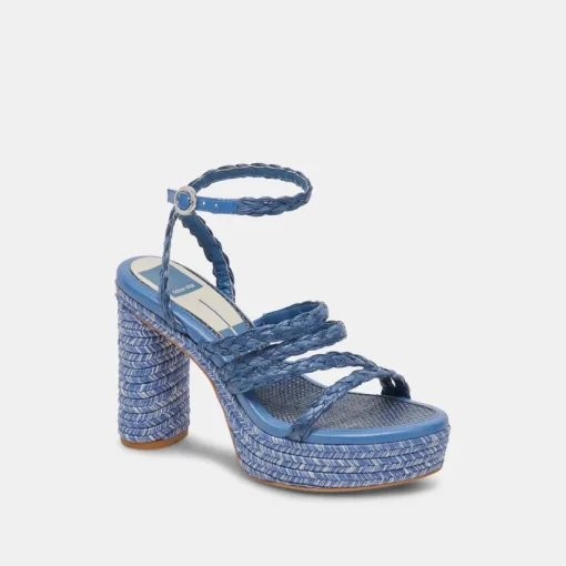 CATINA HEELS BLUE RAFFIA