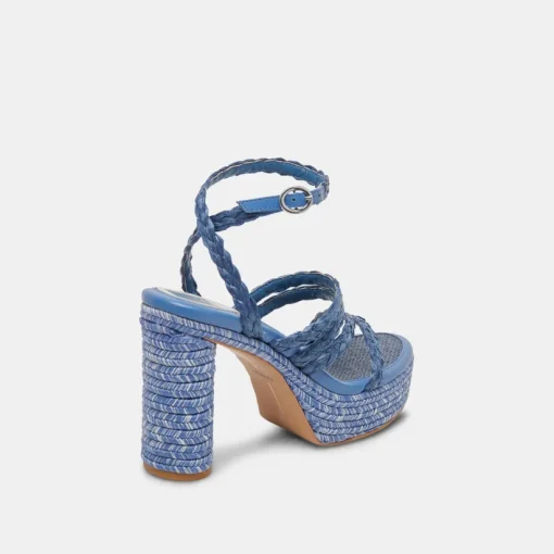 CATINA HEELS BLUE RAFFIA