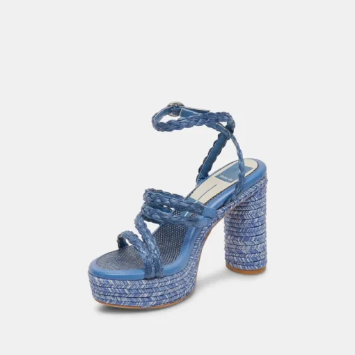 CATINA HEELS BLUE RAFFIA
