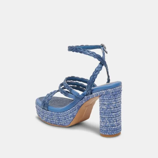 CATINA HEELS BLUE RAFFIA