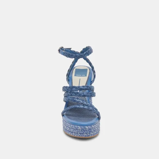 CATINA HEELS BLUE RAFFIA
