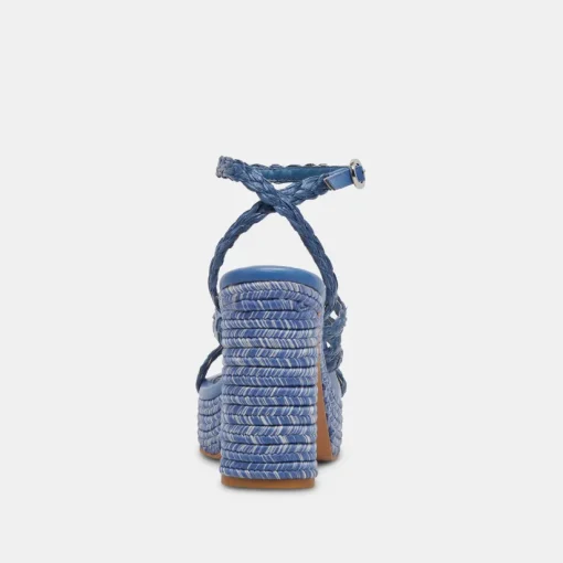 CATINA HEELS BLUE RAFFIA