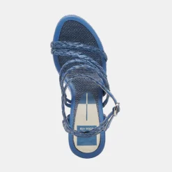 CATINA HEELS BLUE RAFFIA