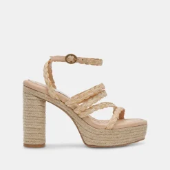 CATINA HEELS LT NATURAL RAFFIA