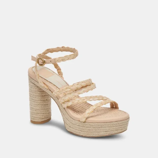 CATINA HEELS LT NATURAL RAFFIA