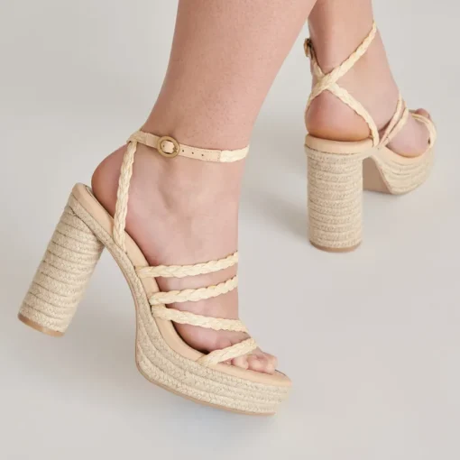 CATINA HEELS LT NATURAL RAFFIA