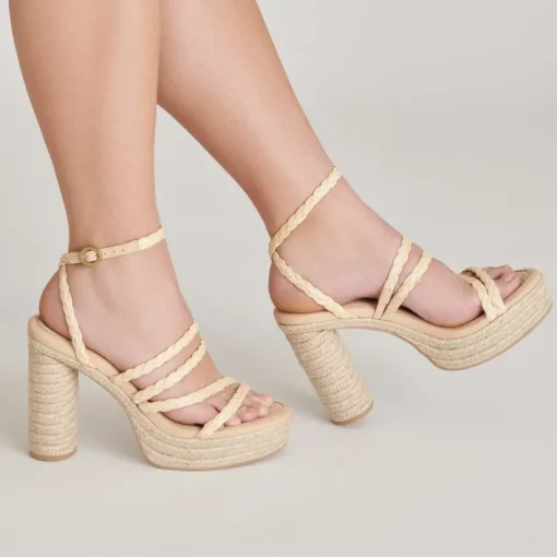 CATINA HEELS LT NATURAL RAFFIA
