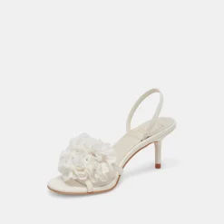 CECILA HEELS WHITE FLORAL EYELET