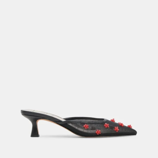 CLAIRE HEELS BLACK RED MESH