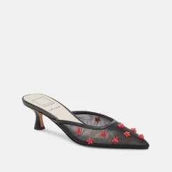 CLAIRE HEELS BLACK RED MESH