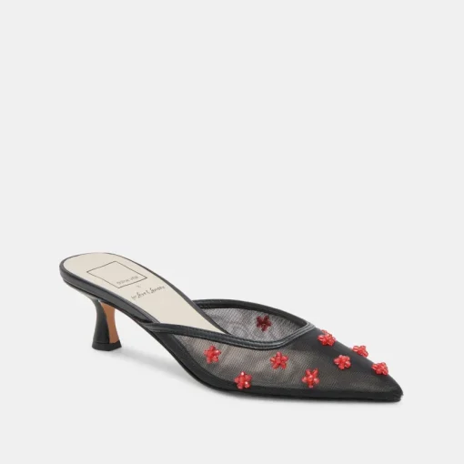CLAIRE HEELS BLACK RED MESH