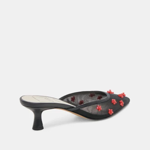 CLAIRE HEELS BLACK RED MESH