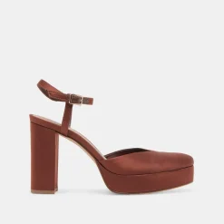 CLAUD HEELS CHOCOLATE SATIN