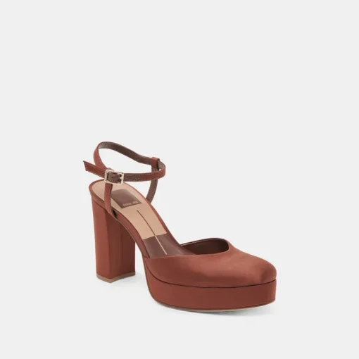 CLAUD HEELS CHOCOLATE SATIN