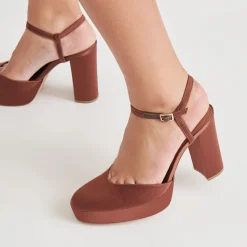 CLAUD HEELS CHOCOLATE SATIN