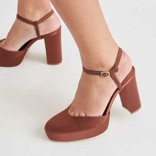 CLAUD HEELS CHOCOLATE SATIN
