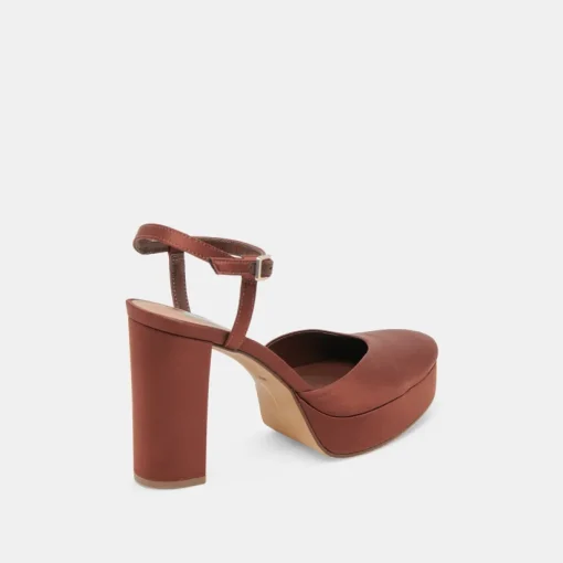 CLAUD HEELS CHOCOLATE SATIN