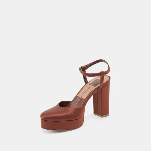 CLAUD HEELS CHOCOLATE SATIN