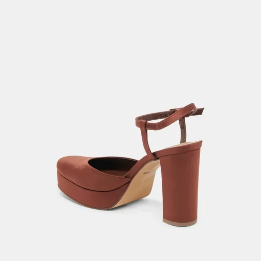 CLAUD HEELS CHOCOLATE SATIN
