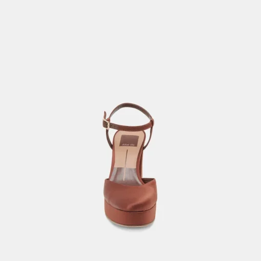 CLAUD HEELS CHOCOLATE SATIN
