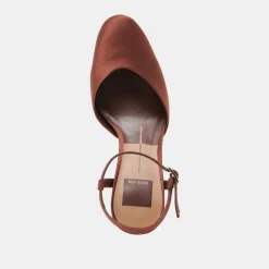 CLAUD HEELS CHOCOLATE SATIN