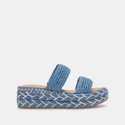 CORLA SANDALS BLUE RAFFIA