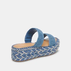 CORLA SANDALS BLUE RAFFIA