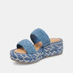 CORLA SANDALS BLUE RAFFIA