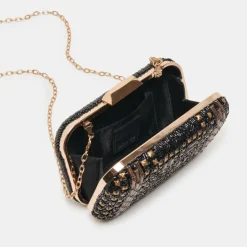 DAISY CLUTCH BLACK GOLD BEADED