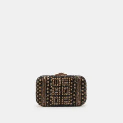 DAISY CLUTCH BLACK GOLD BEADED