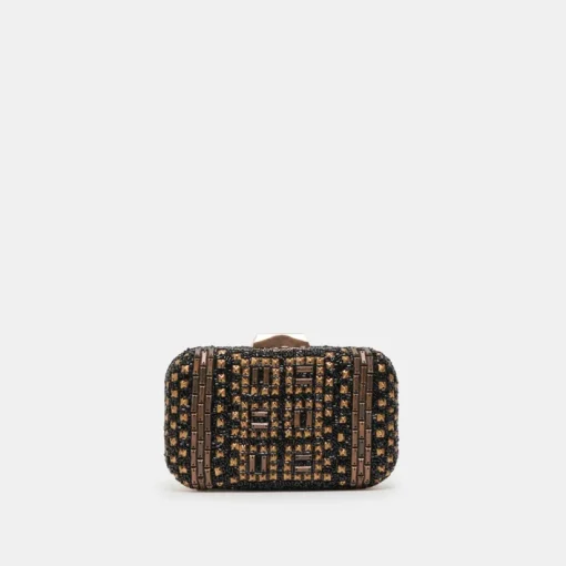 DAISY CLUTCH BLACK GOLD BEADED