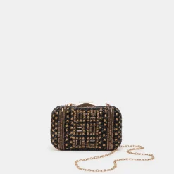 DAISY CLUTCH BLACK GOLD BEADED