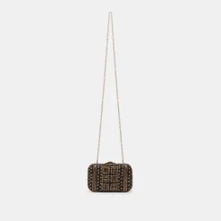 DAISY CLUTCH BLACK GOLD BEADED