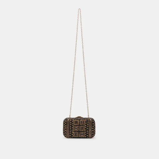 DAISY CLUTCH BLACK GOLD BEADED