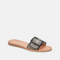 DASA WIDE SANDALS BLACK NATURAL RAFFIA