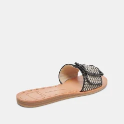 DASA WIDE SANDALS BLACK NATURAL RAFFIA