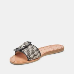 DASA WIDE SANDALS BLACK NATURAL RAFFIA