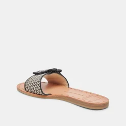 DASA WIDE SANDALS BLACK NATURAL RAFFIA