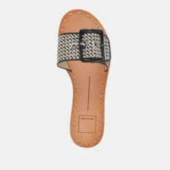 DASA WIDE SANDALS BLACK NATURAL RAFFIA