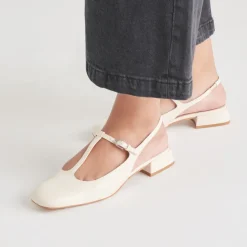 DEIDRA FLATS CREAM LEATHER