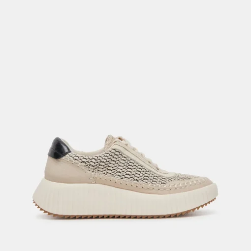 DOLEN SNEAKERS BLACK NATURAL RAFFIA