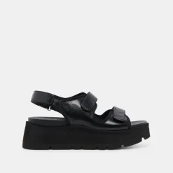 DUBAI SANDALS MIDNIGHT CRINKLE PATENT