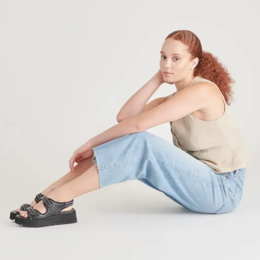 DUBAI SANDALS MIDNIGHT CRINKLE PATENT