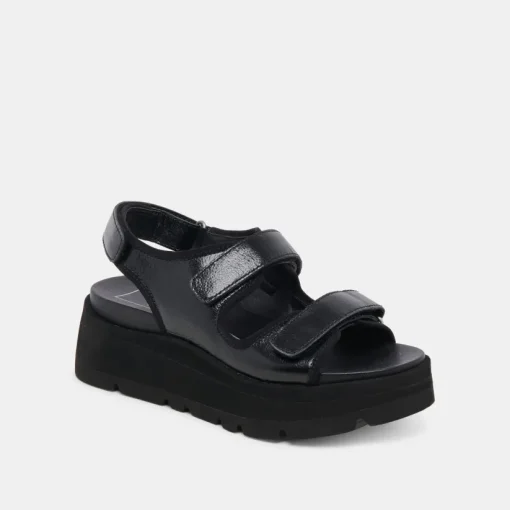 DUBAI SANDALS MIDNIGHT CRINKLE PATENT
