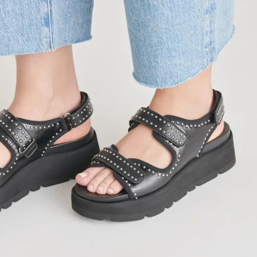 DUBAI SANDALS MIDNIGHT CRINKLE PATENT