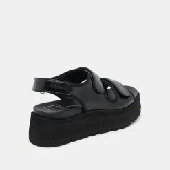 DUBAI SANDALS MIDNIGHT CRINKLE PATENT