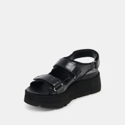DUBAI SANDALS MIDNIGHT CRINKLE PATENT