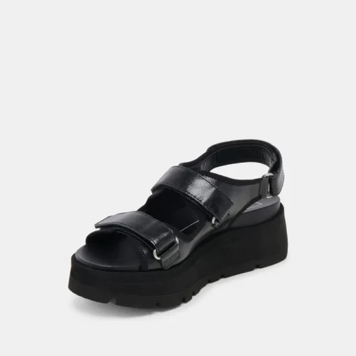 DUBAI SANDALS MIDNIGHT CRINKLE PATENT
